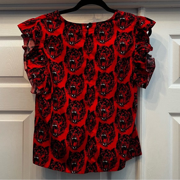 Nooworks Tops - NOOWORKS WOLF PRINT RUFFLE SLEEVES SHIRT IN LIKE NEW CONDITION.
